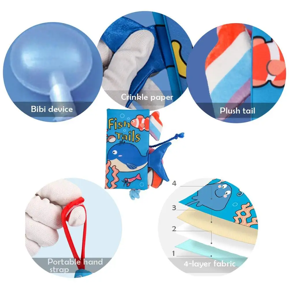 Детские игрушки Beiens Мягкая тканевая книга погремушки для новорожденного ребенка