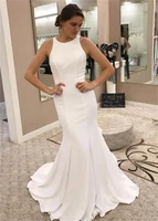 2020 simple zipper wedding dresses o neck sleeveless button bridal gowns robe de mariee mermaid bride dresses vestido de novia