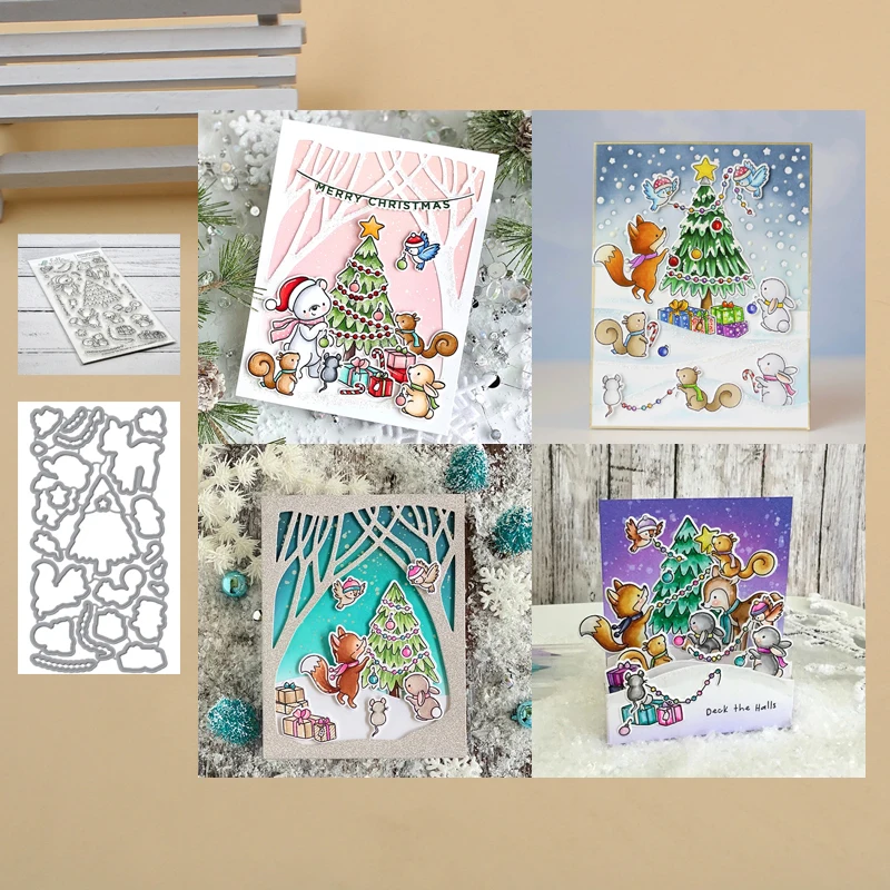 Счастливая богиня Рождественская елка металлические Вырубные штампы и фотообои