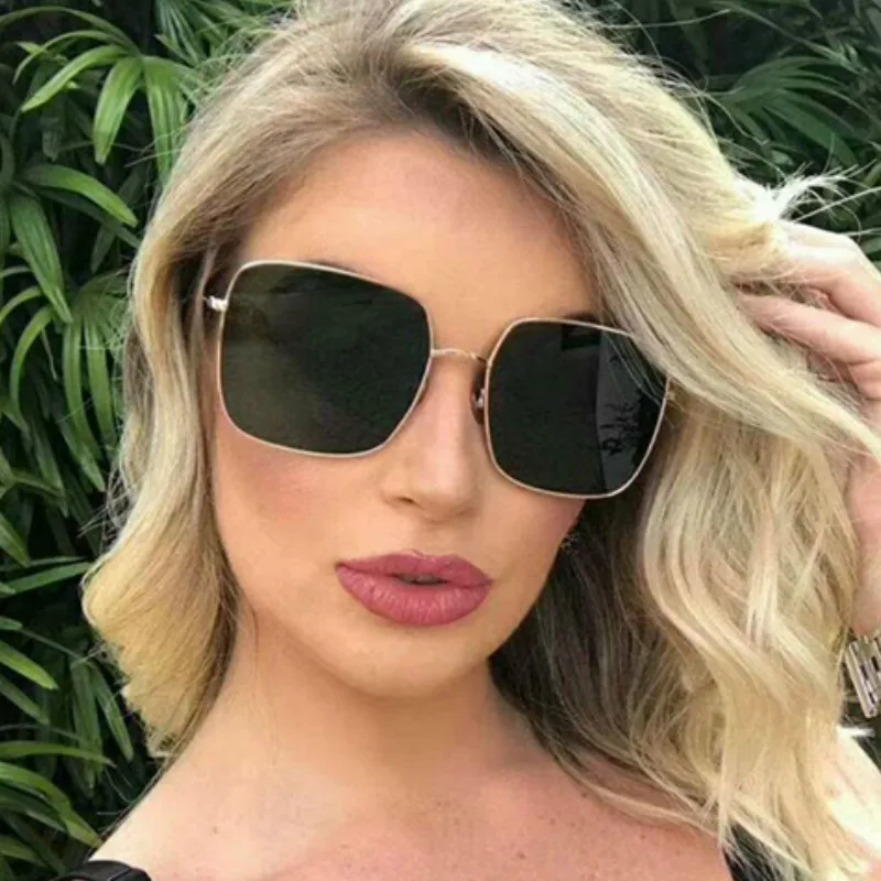 

2022 Vintage Square Sunglasses Women's Men Fashion Oversized Design Sun glasses Shades UV400 Eyewear oculos de sol feminino