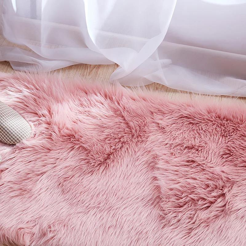 

White furry bedside carpet room bay window mat window decoration rug girl cute room carpet sofa coffee table non-slip rug