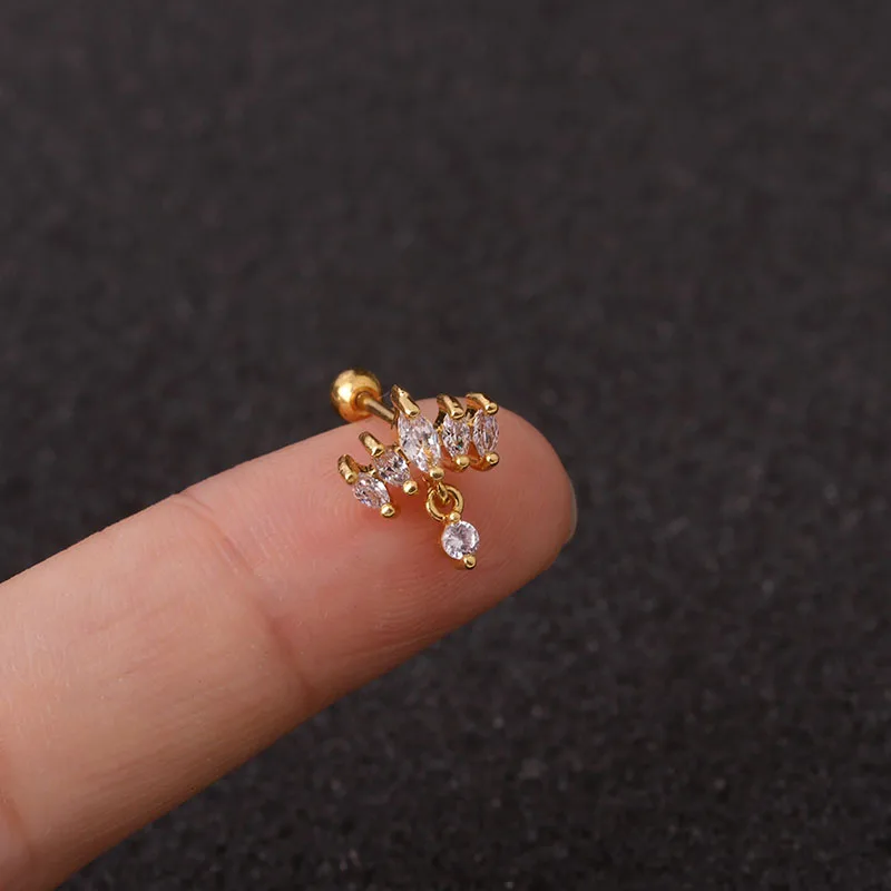 1 шт. Cz Корона Tragus Стад раковины пирсинг спираль серьги Надеваемые На ушной хрящ