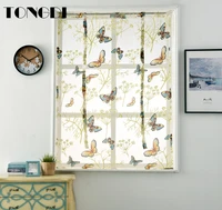 tongdi butterfly white tulle kitchen curtain printing short valance small sheer for home kitchen parlour living room bedroom
