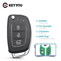 keyyou flip folding remote key 3 button 433mhz transponder chip id46 toy40 blade for hyundai new ix35 ix25 ix45 elantra santa