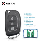 Складной пульт дистанционного управления KEYYOU с 3 кнопками, 433 МГц, чип транспондера ID46 TOY40 blade для Hyundai, новый IX35 IX25 IX45 Elantra Santa