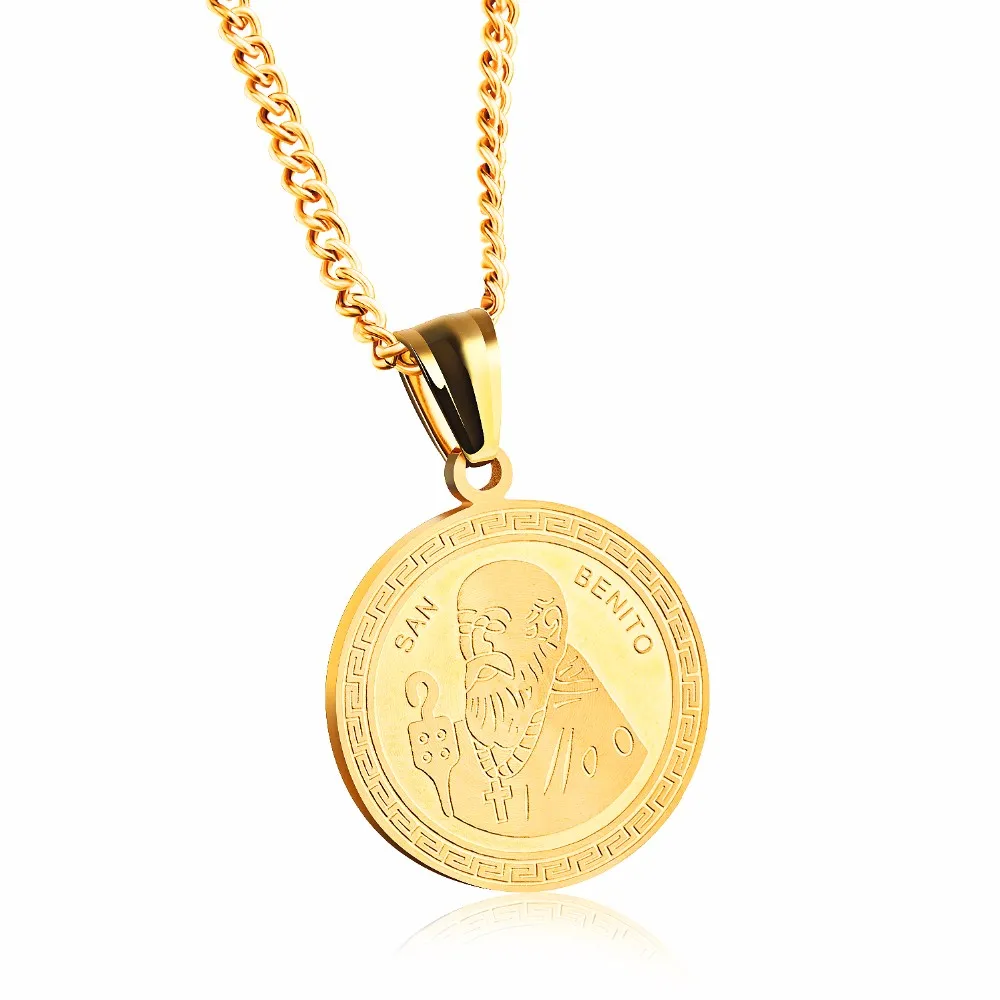 27 мм кулон с крестом Святого Бенедикта ожерелье из нержавеющей стали для женщин и