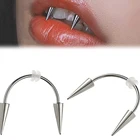 Игла для татуировки, из нержавеющей стали, улыбающаяся губа, тигр, рот, зубы, пирсинг вампира, ювелирные украшения для губ вампира, украшение для Хэллоуина, 2 шт.
