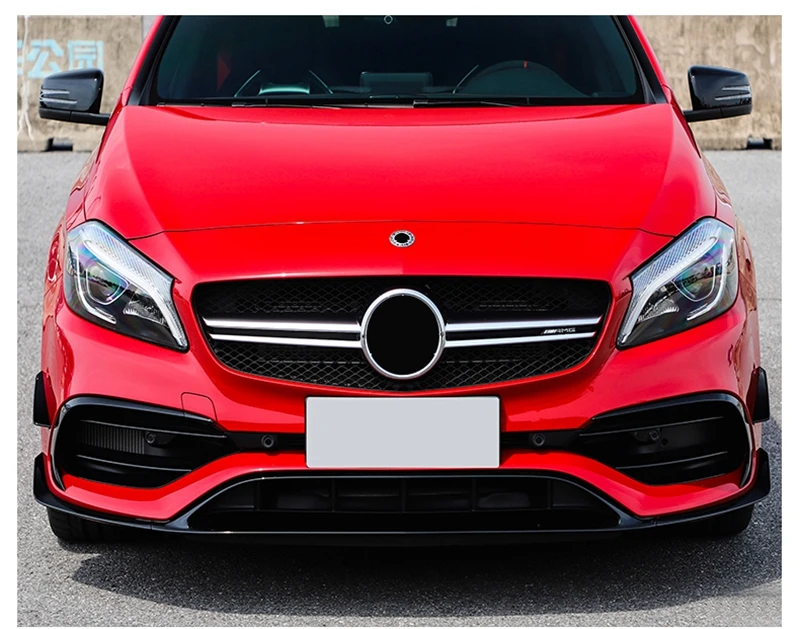 Для Benz W176 A200 A250 A45 AMG хэтчбек Спорт- глянцевый черный передний бампер спойлер для губ разветвители Canards вентиляционные отверстия 8 шт
