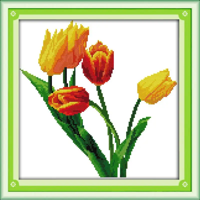 Joy Sunday Тюльпан DIY поделки Вышивка крестиком печатные узоры 11 и 14CT напечатанный