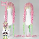 Парик Kanroji Mitsuri Kimetsu no Yaiba Demon Slayer для косплея, розовые синтетические термостойкие волосы Kanroji Mitsuri для косплея