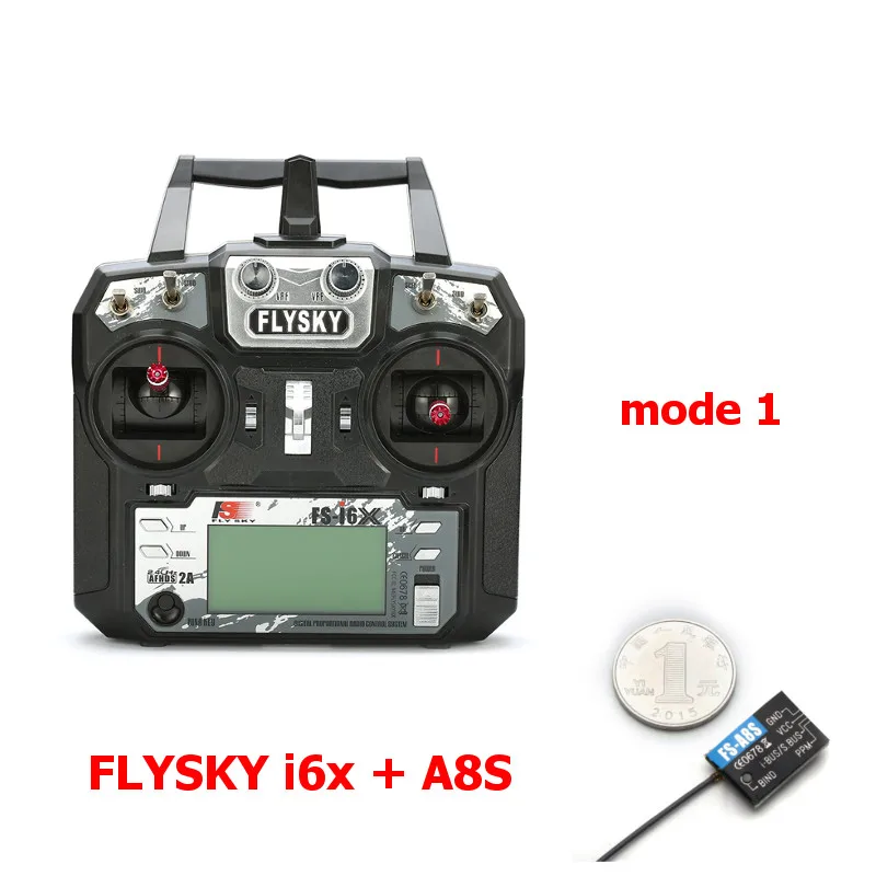FLYSKY FS-i6X i6X 10CH 2,4 ГГц AFHDS 2A передатчика радиоуправляемой модели к компьютеру с X6B iA6B A8S приемник для RC Qaud небольшой гоночны - Цвет: Mode 1 with A8S