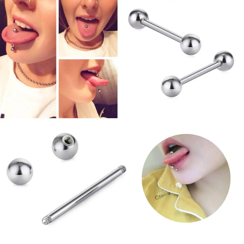 Серьги для пирсинга языка соска уха штанга из нержавеющей стали 2 шт. 14