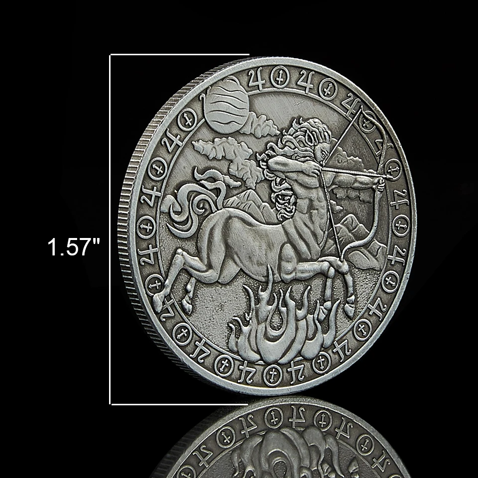 Арчер Стрелец антикварная серебряная монета Niue 12 с тиснением в виде созвездия