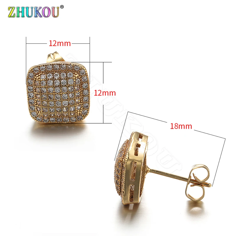 Женские квадратные геометрические серьги гвоздики ZHUKOU сверкающие модные
