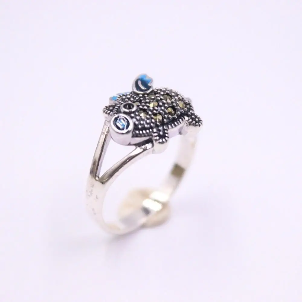 Кольцо из чистого серебра 925 пробы ширина 12 мм инкрустация марказитами и