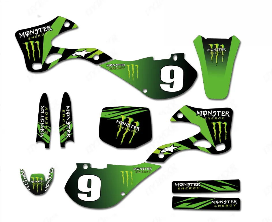 Индивидуальные мотоцикл команда графика и фоны наклейки Наборы для Kawasaki KX125 KX250 1999 2000 2001 2002 KX 125 250