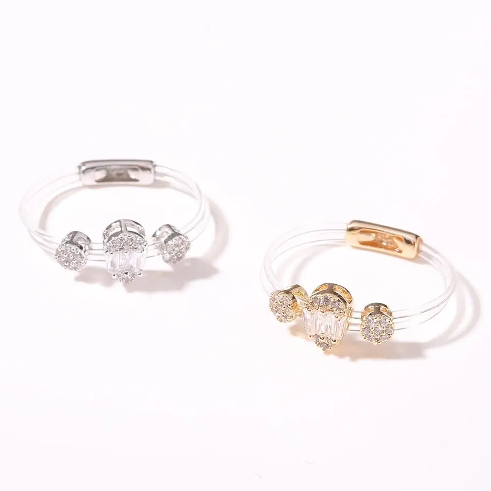 Кольцо женское прозрачное с цирконом эластичное 2020 | Украшения и аксессуары