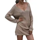 Платье-Свитер с глубоким вырезом и V-образным вырезом