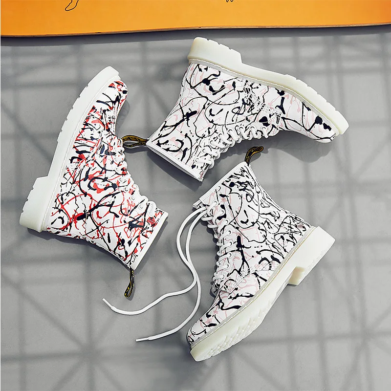 Ботинки martin женские осенне-зимние ботинки из коровьей кожи на плоской подошве с