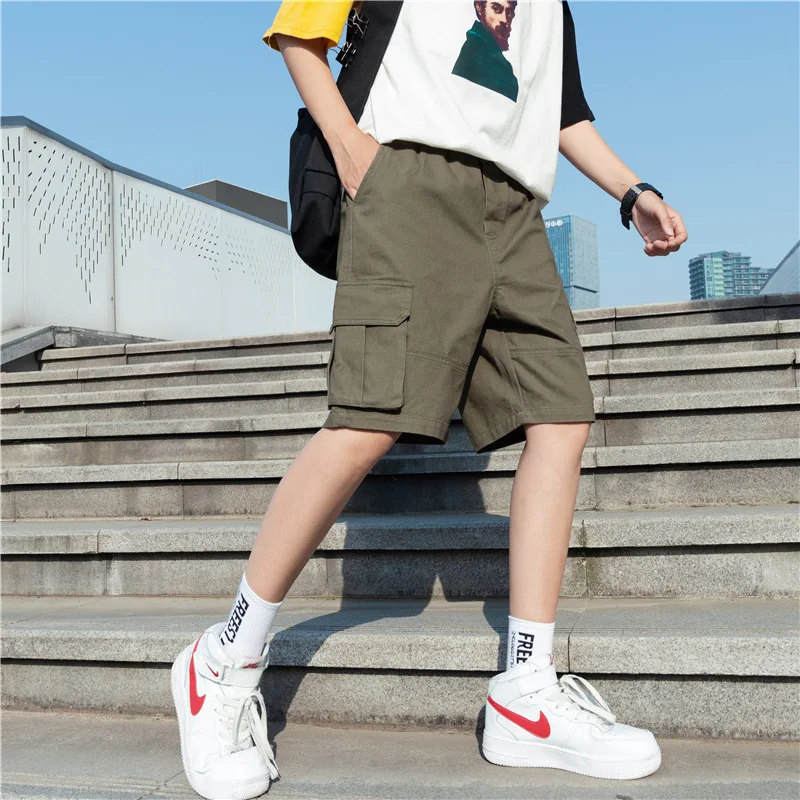 

Men's Summer Trend Black Overalls Korean Version Of High-Quality Orange Five-Point Pants Fashion Casual Army Green Shorts M-3XL