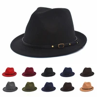 fedorat hat short brim simple church derby top hat panama solid color felt hat for men women artificial wool british