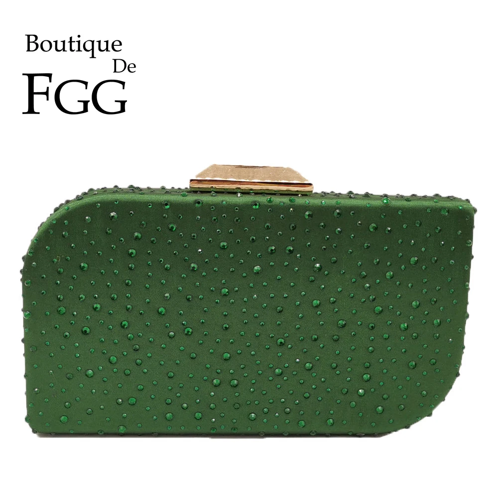 Женский клатч неправильной формы Boutique De FGG зеленый вечерний с кристаллами