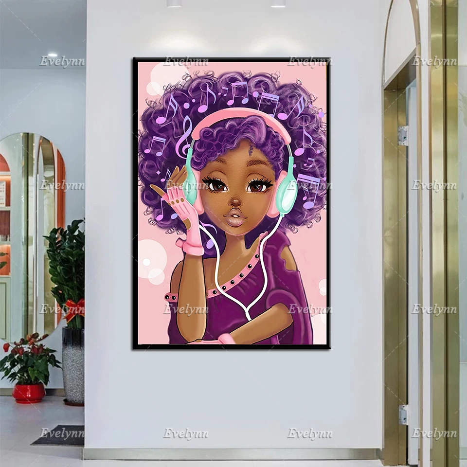 

Afro Girl Poster Print,Black Teenager Home Decor, Black Melanin Poppin Wall Art,Afro Hair Canvas, Black Girl Magic Unique Gift