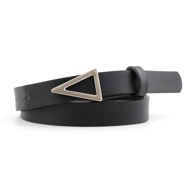 

Designer Belt Women Korean Fashion Silver Triangle Metal Pin Buckle Dress Thin Belt Casual Jeans Belt