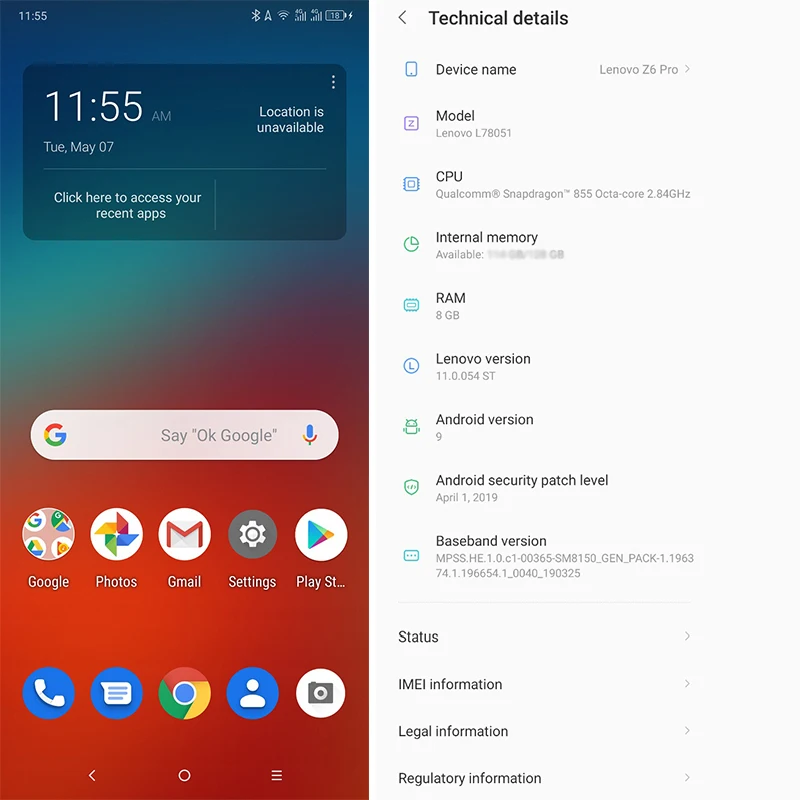 Глобальная версия lenovo Z6 Pro 6 ГБ+ 128 ГБ Snapdragon 855 мобильные телефоны 4000 мАч 48MP Тройная задняя камера 4K видео смартфон
