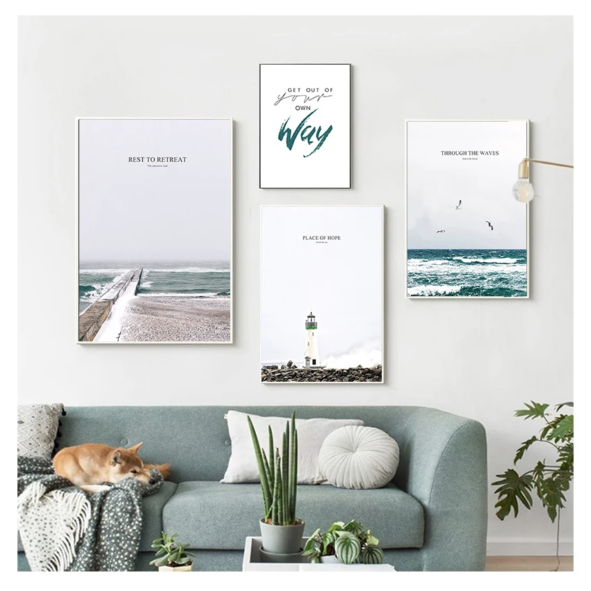 

Quotes Poster Prints Nordic Wall Art Pictures Home Decor Canvans Paintings No Frame Lighthouse Seascape Motivational