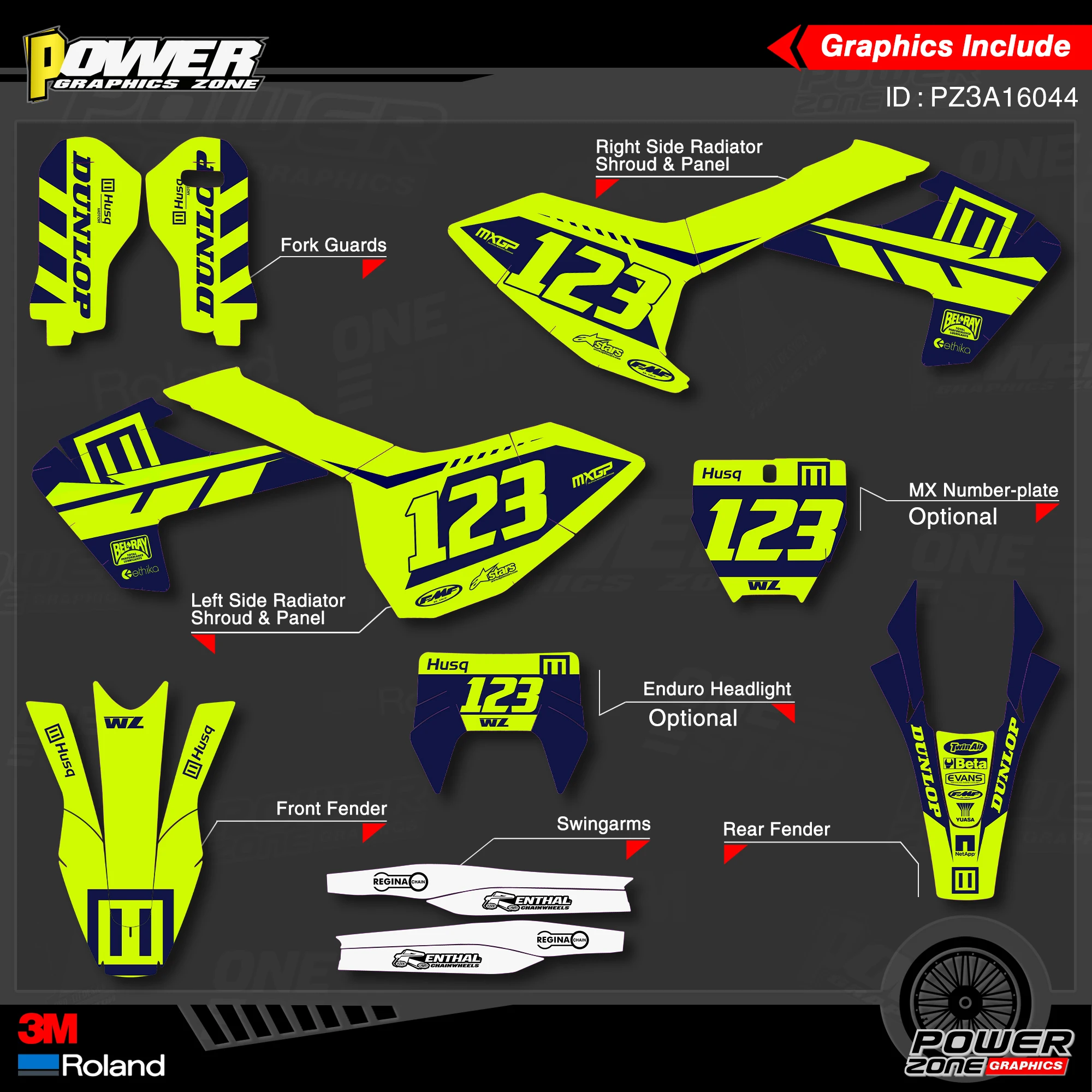 Набор графических наклеек PowerZone Custom Team наклейки 3M s для Husqvarna 2016-18 TC FC TX FX FS 2017-19 TE FE