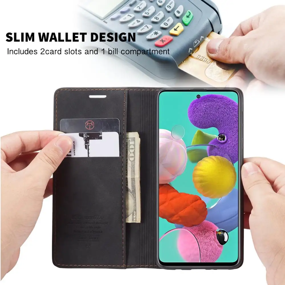 Кожаный чехол для Samsung Galaxy A51 A71 A81 A91 CaseMe Ретро кошелек роскошный магнитный