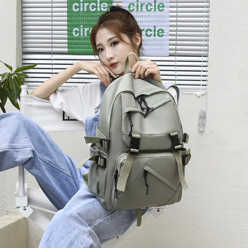 

High Quality New style Nylon Women Backpack Female Multi Pocket Travel Backpack Big capacity Girls Lovely School Backpack