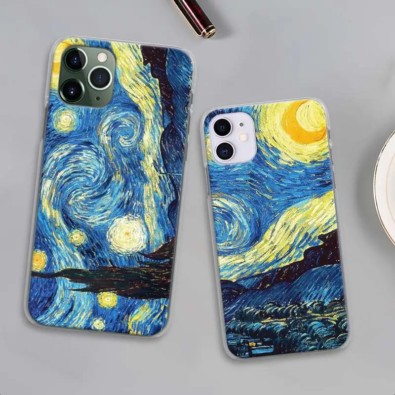 paintings Starry Night  Gogh Phone Case for iPhone 12 Mini 11 13 14 Pro Max X XR XS MAX for iPhone  7 8 Plus 5 5S SE Cover