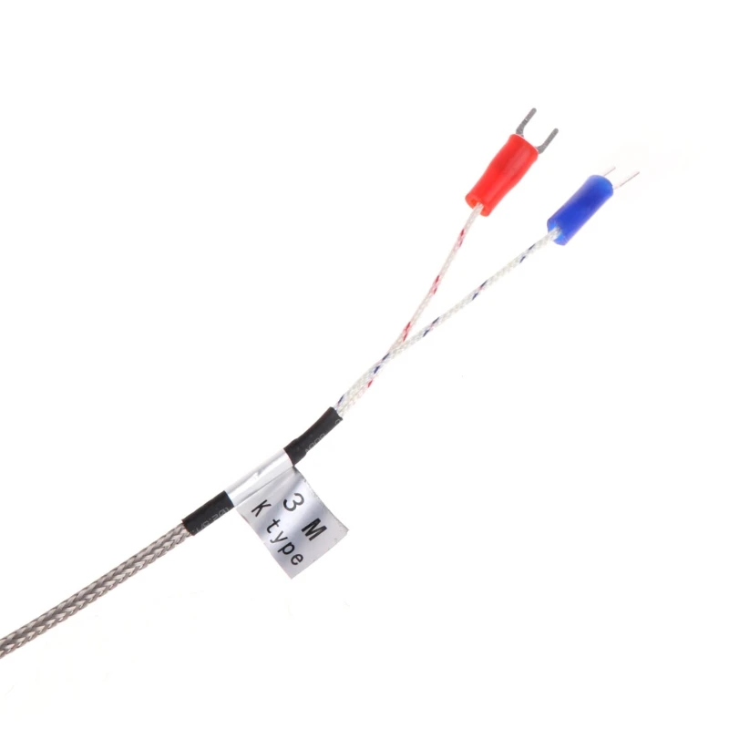 

3m/10ft K type Thermocouple 100mm Probe Stainless Steel High Temperature Sensor 203C
