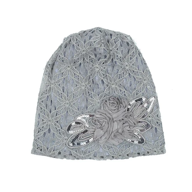 Gray Для женщин кружева вязаная шапка, вязаная шапка-носок Beanie Skullies Кепки s Мода цветок Женская зимняя обувь стильные бабочки шапочки шляпа - Цвет: Gray