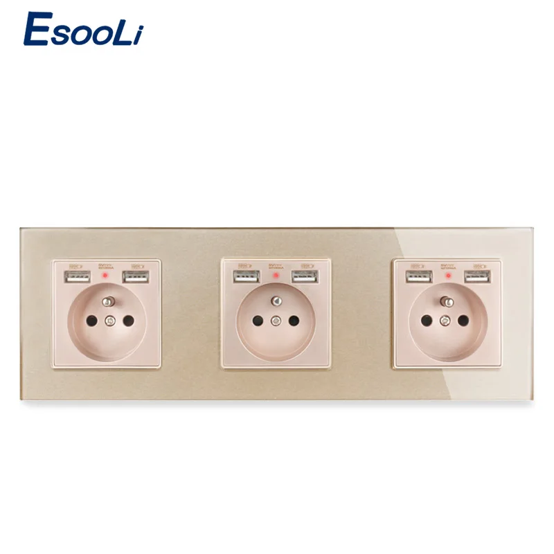 Розетка стеновая Esooli со стеклянной панелью 6 USB-портов 258 х86 мм | Обустройство дома