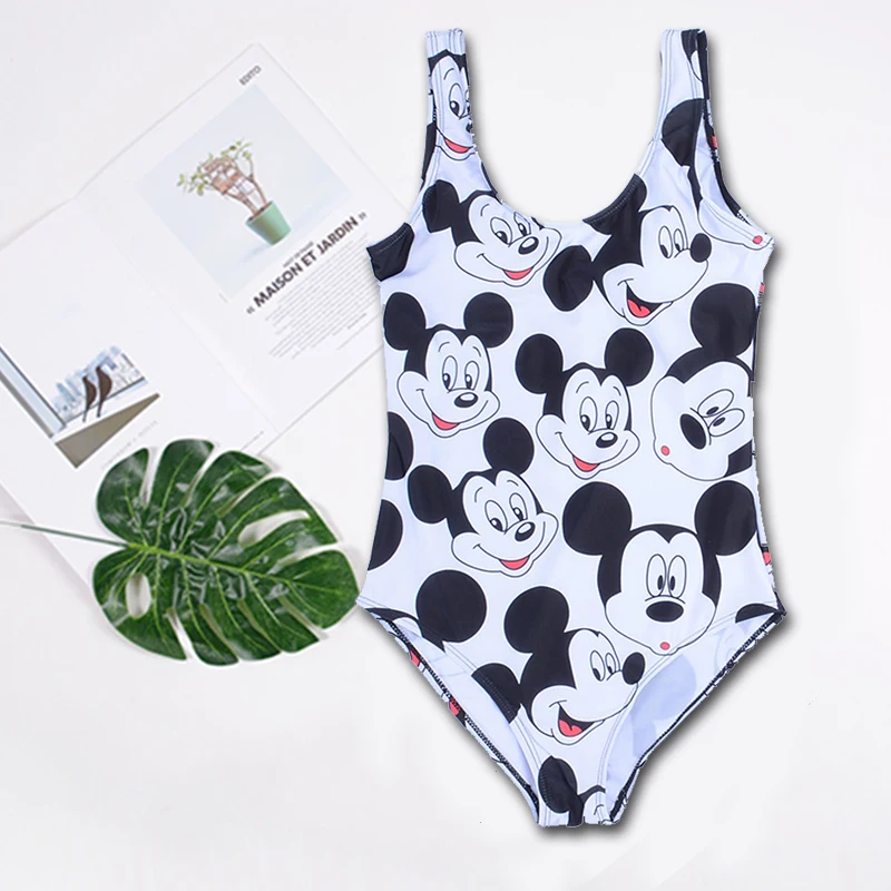 Женский купальник 2019 с мультяшным принтом и высокой талией бикини пуш ап