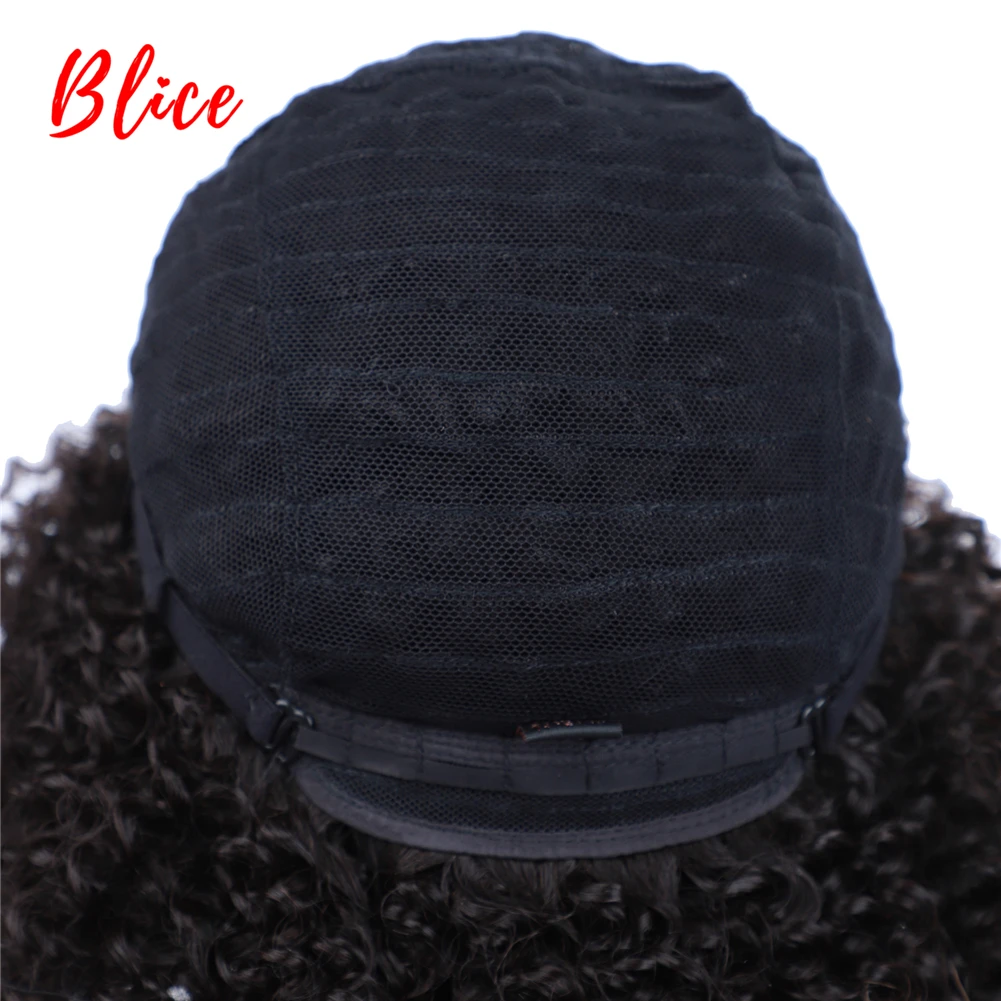 

Blice Middle Length Curly Machine-Made Synthetic Free Part Lace Wig Natural Looking Black Women African American Mixed Hair