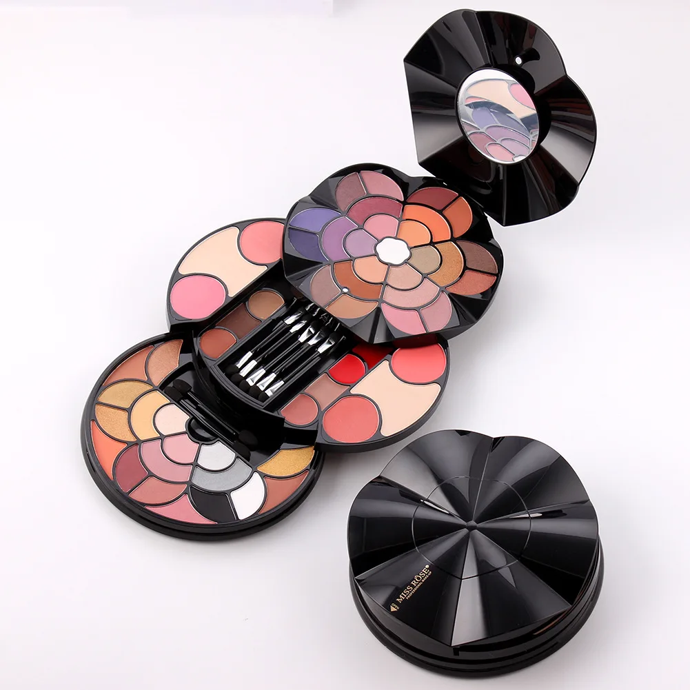 MISS ROSE набор для макияжа полный Профессиональный 57 цветов цветок Макияж набор с тени для век и бровей румяна, помада кейс для косметики