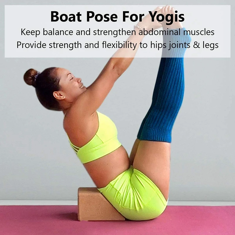 

2 Pcs-Natural Cork 8.7X4.7X3.9Inch Yoga Blocks Non-Slip&Anti-Tilt, Lightweight