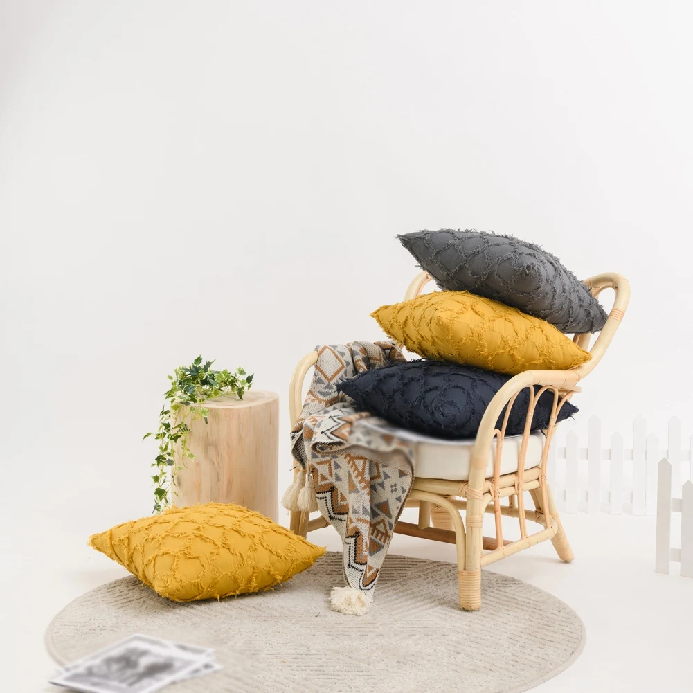 

Set Of 2 Boho Throw Pillow Covers Modern Decorative Pillowcase Textured Cushion Cases for Bed Couch Sofa Chair Car