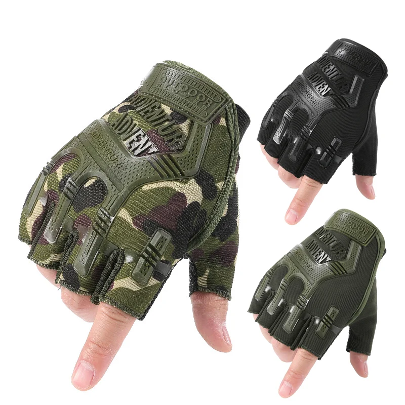 

Тактические перчатки без пальцев камуфляжные для фитнеса мужские Противоскользящие мотоциклетные мужские женские мужские перчатки с полу...