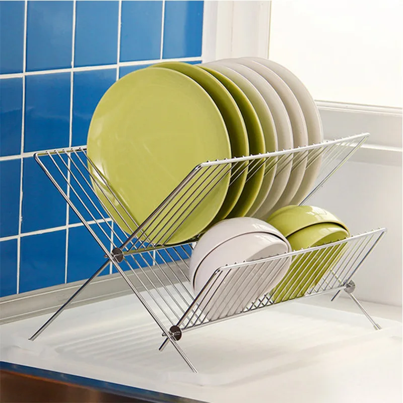 

2-Layer Kitchen Storage Rack Dish Drain Rack Kitchen Utensil Holder Plastic Dish Drainer Organizer Rack Dishwasher Drain Holder