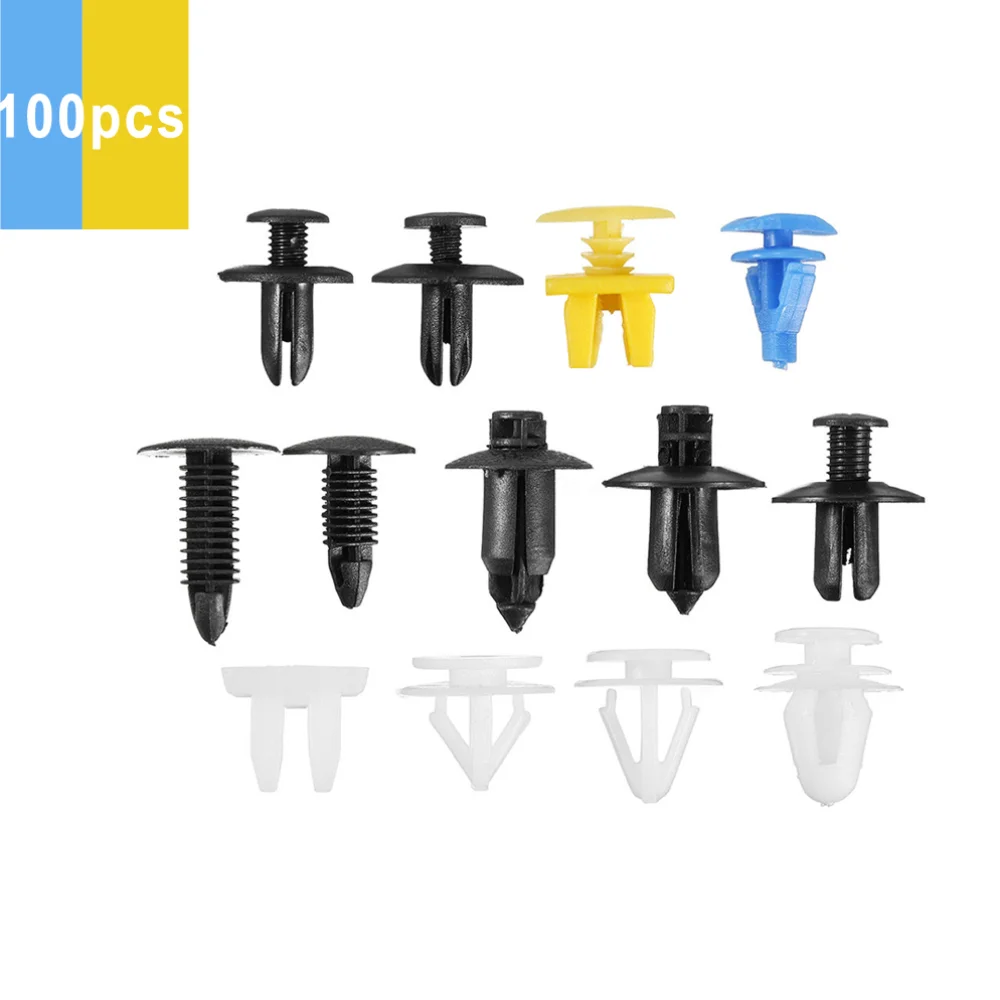 

100pcs Plastic Rivets Car Tuning Various Vehicle Fasteners Push Pin Bumper Fender Panel Trim Clips Universal Car Accessories