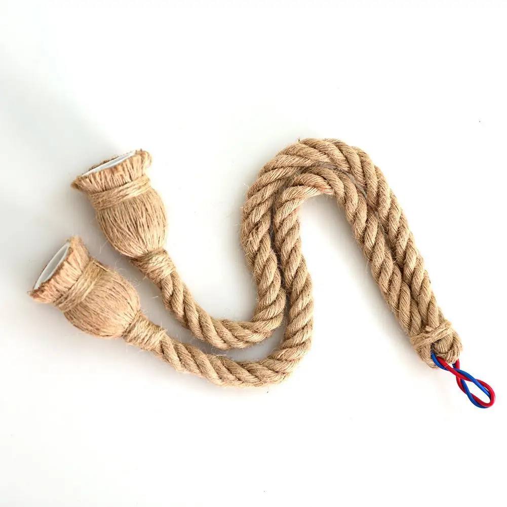 

E27 Lampholder Retro Hemp Rope DIY Edison Bulb Decorative Chandelier Double/Single Head Natural Jute Rope Home Decor