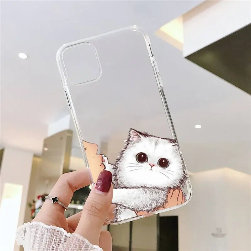 

Don't kiss My Cat Phone Case Transparent for iPhone 6 7 8 11 12 s mini pro X XS XR MAX Plus SE cover funda