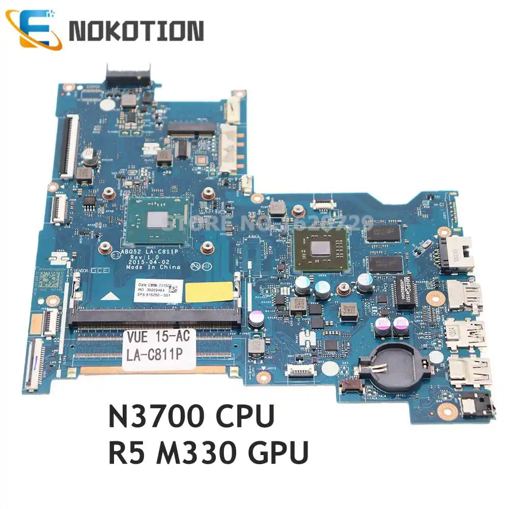 

Материнская плата NOKOTION для ноутбука HP Pavilion 15-AC N3700 R5 M330 Graphics 815250-001 815250-501 ABQ52 LA-C811P