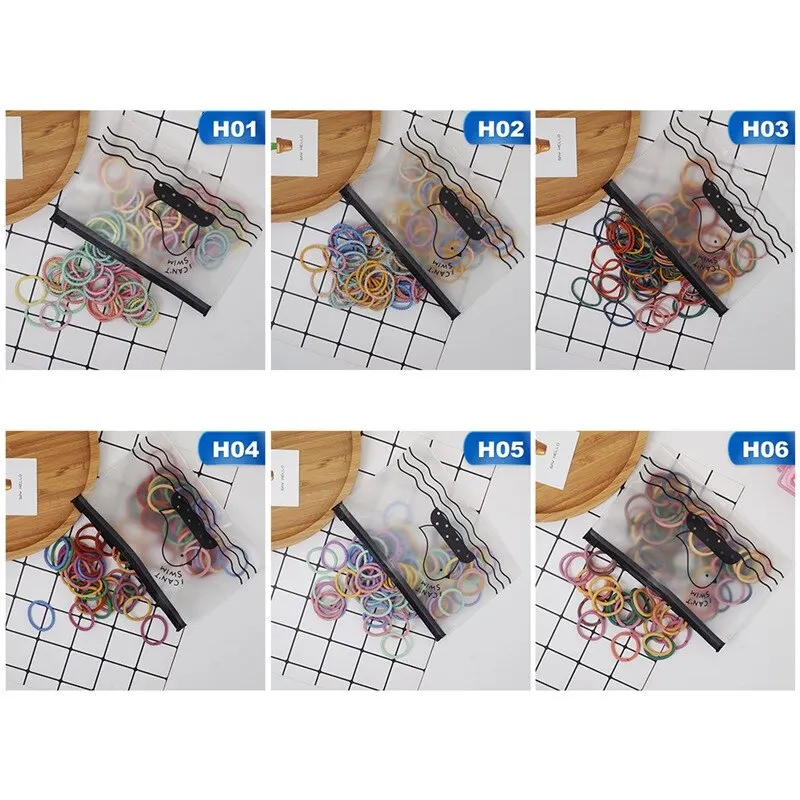 

100pcs New Girl Candy Color Hair Bands Elastic Rubber Band Hair Band Child Baby Headband Hair Scrunchie Hair Accessories