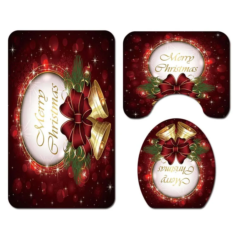 Toilet Cover set 7 Санта-Клаус, занавеска для ванной комнаты, сиденье для унитаза, рождественские украшения для дома, Navidad, рождественские подарки, новогодние коврики - Цвет: Toilet Cover set 7